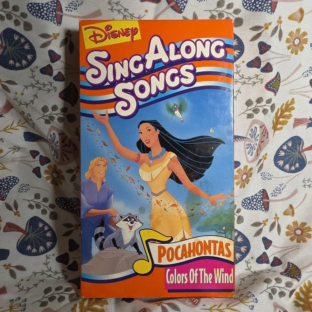 Disney VHS Kids Orange Pocahontas Colors of the Wind Sing Along Songs Vintage